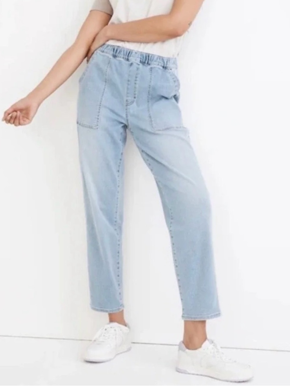 NWT Madewell Pull-on Relaxed Elastic Waist Stretch Comfort Light Jeans XS Summer